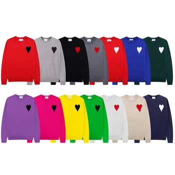 Модерен пуловер с жаккардовым логото на марката love 23 есенно-зимни нови пуловери с дълъг ръкав и кръгло деколте, за мъжки и женски двойки