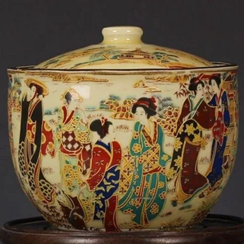 Изискан китайски реколта коллекционный порцелан, ръчна изработка, декориран гърнето за съхранение на японската вдовица