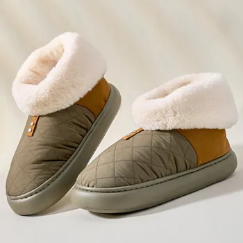2023 Зимни пухкави зимни обувки за жени, удобна Лека мека подметка, водене жив топлина, Удебелена плюшен памучен обувки за двойки отвън