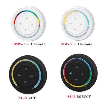 Miboxer 2.4 G Rainbow Remote RGB + CCT/CCT LED контролер Кръг Бяло/черно 3 1/2 инча в 1 дистанционно управление
