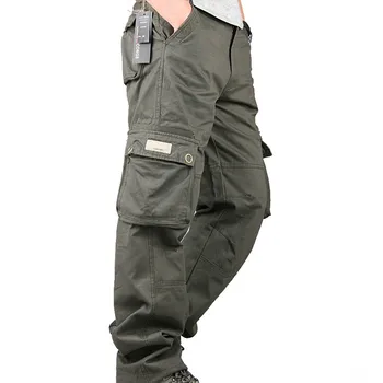Мъжки панталони-карго, всекидневни, с много джобове, тактически военни панталони, пролетно-есенни памучни армейските дълги панталони Pantalon Homme