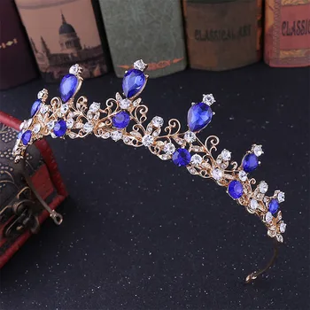 Европейската Проста Короната на Булката От сплав с каплевидным кристали, Crown за коса, Украсена с Аксесоари за булчински рокли, 5 Цвята