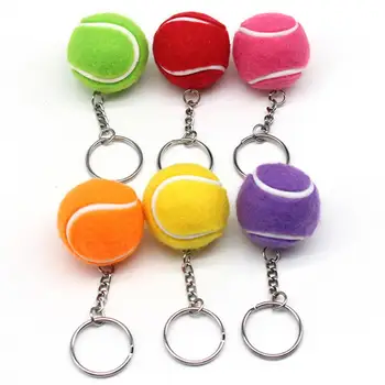 Халка за ключове с флокированием, удобен тенис ключодържател смесени цветове, добър мини-спортен тенис ключодържател с топка за студенти