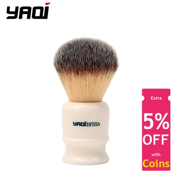 YAQI 22 мм Бяла дръжка, жълт възел от синтетични косми, за мъже четка за влажен бръснене