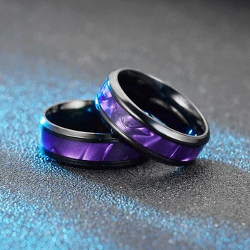 1бр мъжко дамско Елегантно модно лилава украса Гладък пръстен, сватбена годежен пръстен, Подарък за украса, никога не избледнява, не предизвиква алергии