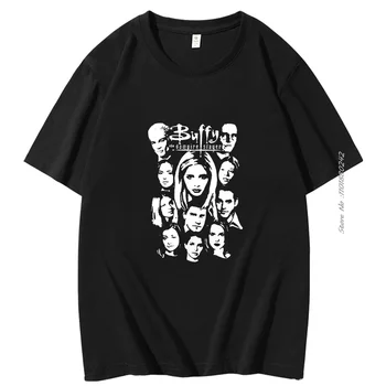Тениска Buffy The Slayer, Памучен Тениска с Кръгло Деколте, Изработена По Поръчка, Тениска С Къс Ръкав, Лятна Памучен Тениска, Висококачествено Мъжко Облекло