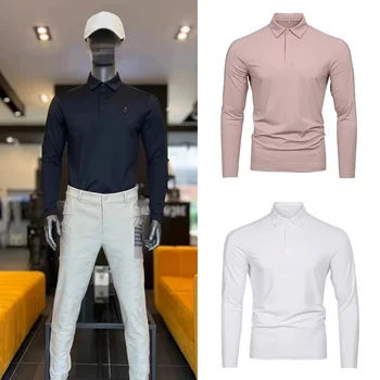 Корейската облекло за голф, есен нова Мъжка риза с къси ръкави, с еластична яка, спортен ден за ден в долната част, отгоре с дълъг ръкав