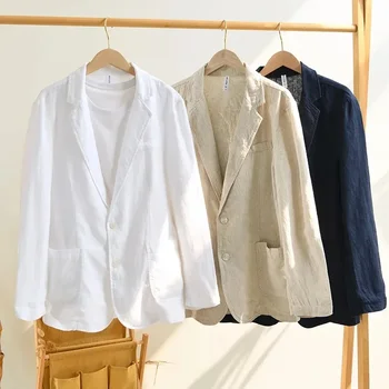 Нова мода Arrivla, ретро, Универсален памук бельо костюм, с плоска яка за мъже, случайни, безплатно, артистичный, младежки, Размер M, L, XL2XL, 3XL, 4XL