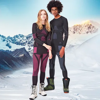 Комплект ски бельо за мъже и жени от Топло на Студено дышащее быстросохнущее от пот бельо за спорт на открито Комплект бельо