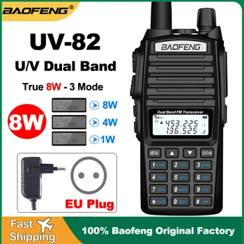 100% Оригинален BaoFeng UV-82 Недвижими 8 W Преносими Радиоприемници Уоки Токи 10 КМ двойна лента на ПР Любителски УКВ 2-Лентов радио хям UV-5R