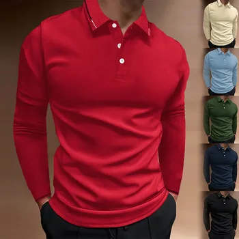 Европейската и американската мъжки бизнес Есенна риза с къси ръкави с вертикални яка-ботуш и дълъг ръкав за фитнес, спорт и почивка