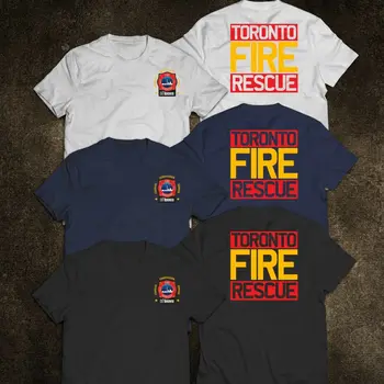 Торонто, Канада Пожарникар Пожаро-Спасителна Тениска от 100% памук Кръгло деколте и къс ръкав Ежедневни Мъжки t-shirt Размер S-3XL