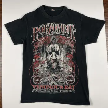 Тениска Rob Zombie Venomous Rat music Rock, черен, малък размер, ретро