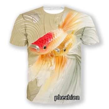phechion/ Нова мода мъжки/дамски ежедневни тениска с изображение на риба и 3D принтом, спортни летни блузи в стил хип-хоп, L118