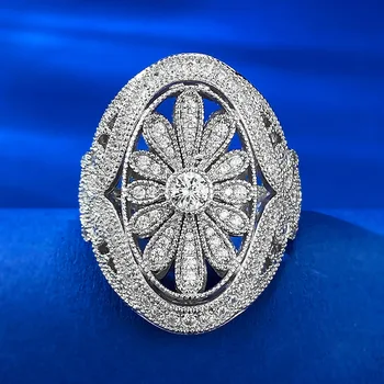 Диамантен пръстен Antique Lady Moissanite, 100% истинско сребро 925 проба, Годежни пръстени за жени, бижута за партита Promise