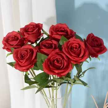 Изкуствени Копринени Рози, Цветя, Сватбена Договореност Изкуствена Коприна Роза за Партита в чест на Деня на Свети Валентин и сватбени аксесоари за Дома