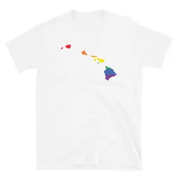 Тениска унисекс с къси ръкави за гей-парада ЛГБТК на щата Хавай с розови флага