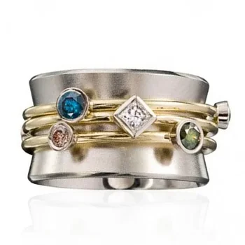 Нови модни пръстени-гривни за жени със златна линия на талията, геометрични цветни камъни, CZ, отделни пръстени за партита за момичета на пръстите на краката
