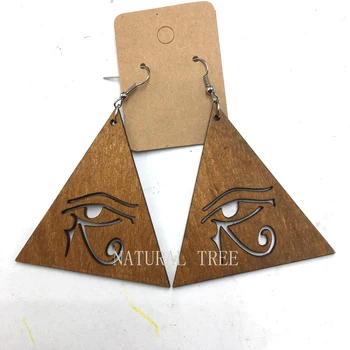 Дървени обеци Evil Eye Triangle