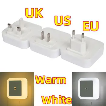 Led нощна светлина с мини-сензор за осветление, 110-240 v от ЕС, САЩ, Великобритания, Энергосберегающая Индукционная лампа за осветление хол, спалня