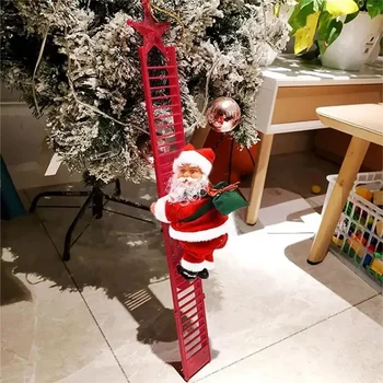 Електрически стълба за катерене, Играчки за кукли на Дядо Коледа, Музика, Коледни украси, подарък за Нова година 2024, Коледна елха, висящи декор