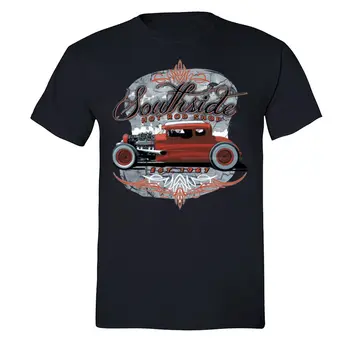 Тениска South Side Hot Rod Shop с класически двигател за гараж, тениска с мотоциклетным мотор