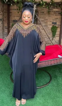 2024 Плюс Размера на Африкански Рокли за Жени Луксозна Мюсюлманска Мода Кафтан Вечерна Парти Дълга Рокля Макси Boubou Robe Africa Clothing