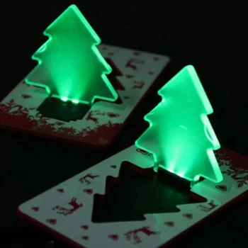 Лот 10 бр., Преносима имат сгъваема Коледно дърво, led лампа за кредитни карти, портфейл, удобен зелена светлина