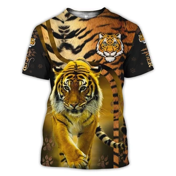 Тениска е нова гореща продажба на летните мъжки животно е Тигър 3D отпечатано с къс ръкав мода звяр стил стръмен човек висш клас