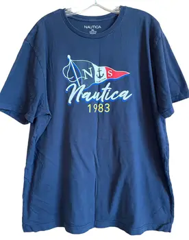 Мъжки t-shirt Наутика XXL, тъмно синьо Sailing Club 1983 с къс ръкав от 100% памук