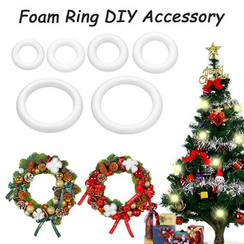 Бяло кръгло пръстен от стиропор Коледна украса със собствените си ръце Коледа Занаят, Ръчно изработени Венец Сватбена Украса за вашето семейно парти