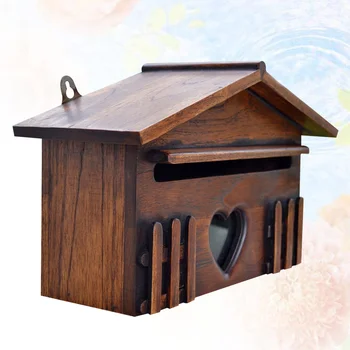 Дървена пощенска Открит Водоустойчива кутия за предложения, Пликове за писма, Пощенска кутия за дома, училището, офиса, компания, 10 x 31 x 185