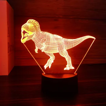 Nighdn Динозавър 3D Лампа LED Baby Night Light 7 Цвята Промяна USB Настолна Лампа Динозавър Подарък за Деца Момчета Декор Спални лека нощ