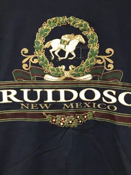 Реколта риза Ruidoso от Ню Мексико за възрастни среден размер тъмно синьо на цвят с дълъг ръкав за езда