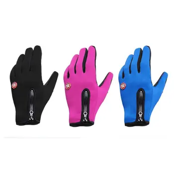 Велосипедни ръкавици, мъжки и женски флисовые ветроупорен топли ръкавици за сензорен екран, Ръкавици за катерене, каране на ски, ръкавици с цип