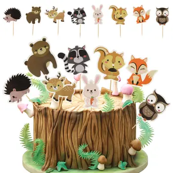 24 бр. Творчески топперы за торта във формата на горски животни, Прекрасна Украшение за кексчета във формата на животни, Аксесоари за декориране на печене