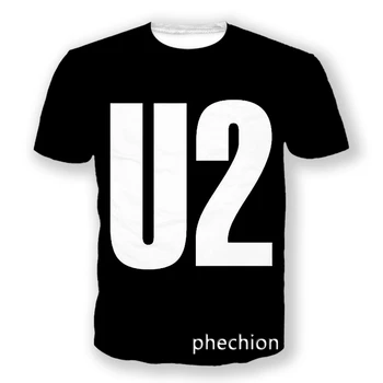 phechion/Нова Мъжка/Женска Тениска U2 Band С 3D принтом И къс ръкав, Модна Тениска, Спортни Летни блузи в стил Хип-Хоп, L163