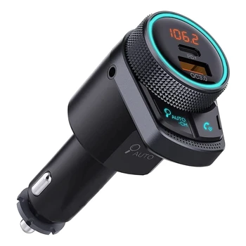 Bluetooth 5.1 Кола FM-Предавател Безжичен Авто Радиоадаптер 20 W PD Type C & QC3.0-Бързо Зарядно Устройство Led Дисплей Поддържа Siri
