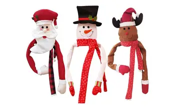 Topper за елха Дядо Коледа, декоративна Коледна елха, Cartoony Длиннорукий Дядо Коледа, Снежен човек, за Многократна употреба Празнични украси, аксесоари за партита