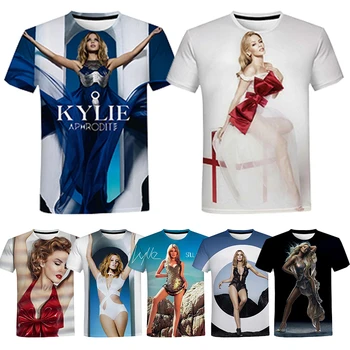 Световната Поп-Дива, певицата Кайли Миноуг, тениски с 3D Принтом за Мъже, Модни Тениска Harajuku с кръгло деколте и къси ръкави, Тениска Негабаритная
