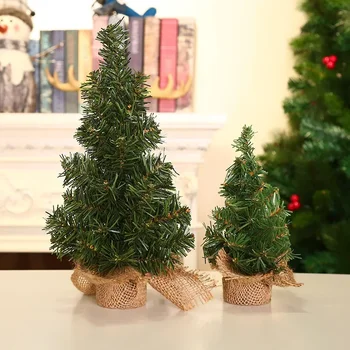 Коледно Дърво от 20 см Мини-Коледна Елха Ленено Дъното на коледни Елхи Коледен Фестивал Витрина За Покупки Украса Плотове