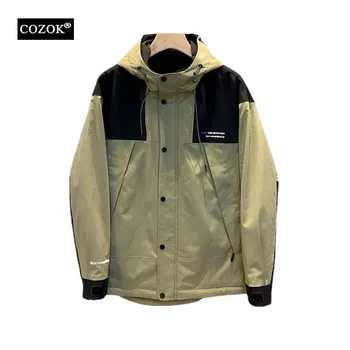Мъжки якета COZOK, новост 2023 г., пролетно-есенна и зимна ежедневни работно облекло с качулка, удебелена ветрозащитная и водоустойчив мъжки яке