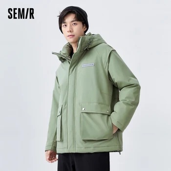Памучни палто Semir, мъжка зимна мода, Контрастная цветна ред, Трехслойная технология, със средна дължина, топло, удобно, свободно на открито