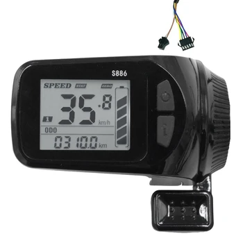 Измерител на Педала на Газта палеца с LCD дисплей 24V/36V/48V/60V S886 За Електрически Велосипеди, E-Scooter (Plug SM)