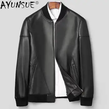AYUNSUE 2023, пролет-есен, яке от естествена кожа за мъже, дрехи от естествена овча кожа, мъжки кожени якета, мотоциклетът на горно облекло