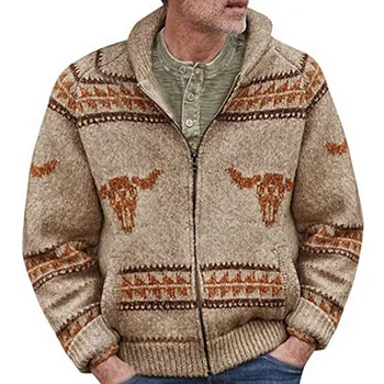 Мъжки пуловер-жилетка 2023, есен/Зима, нов случайни пуловер с голям размер с принтом, модерен крайградски пуловер голям размер